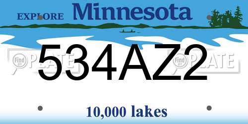 534AZ2 Minnesota License Plate