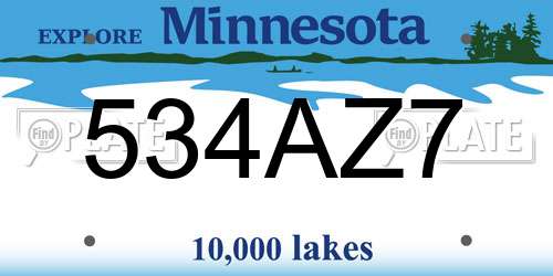 534AZ7 Minnesota License Plate