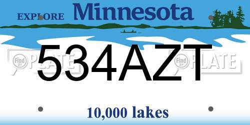 534AZT Minnesota License Plate
