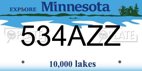 534AZZ Minnesota License Plate