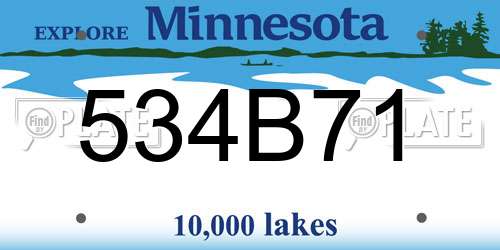 534B71 Minnesota License Plate