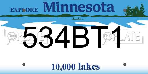 534BT1 Minnesota License Plate