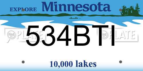 534BTI Minnesota License Plate