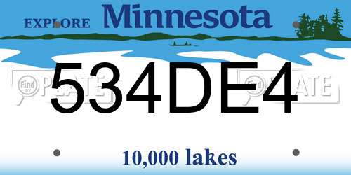534DE4 Minnesota License Plate