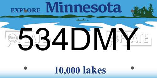 534DMY Minnesota License Plate