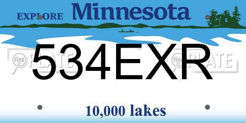 534EXR Minnesota License Plate