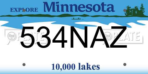 534NAZ Minnesota License Plate