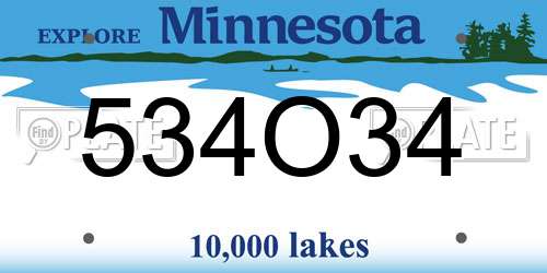 534O34 Minnesota License Plate