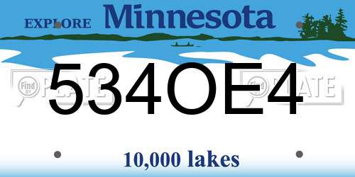 534OE4 Minnesota License Plate