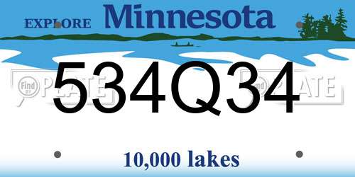 534Q34 Minnesota License Plate