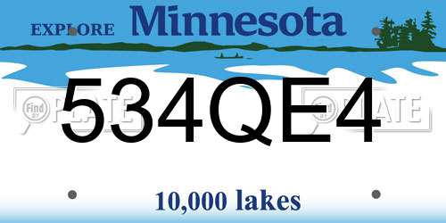 534QE4 Minnesota License Plate