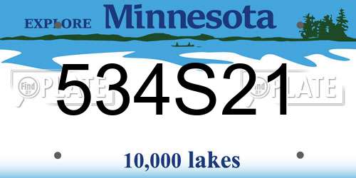 534S21 Minnesota License Plate