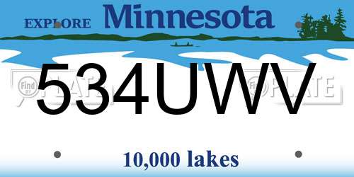 534UWV Minnesota License Plate