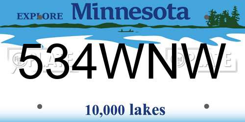 534WNW Minnesota License Plate