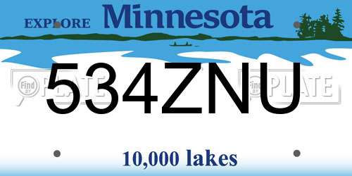 534ZNU Minnesota License Plate