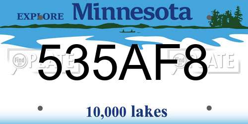 535AF8 Minnesota License Plate