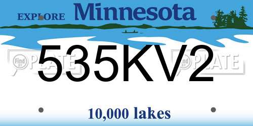 535KV2 Minnesota License Plate
