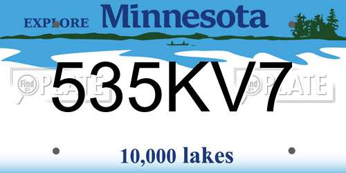 535KV7 Minnesota License Plate