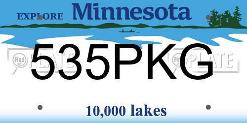 535PKG Minnesota License Plate