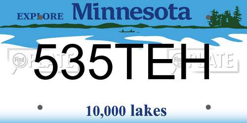 535TEH Minnesota License Plate