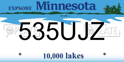 535UJZ Minnesota License Plate