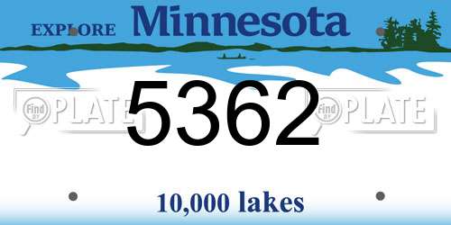 5362 Minnesota License Plate