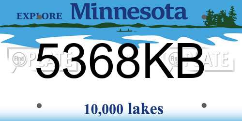 5368KB Minnesota License Plate