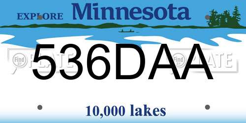 536DAA Minnesota License Plate