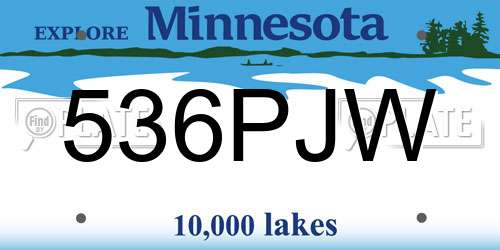 536PJW Minnesota License Plate