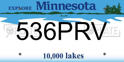 536PRV Minnesota License Plate