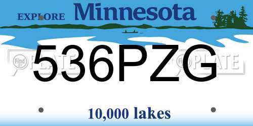 536PZG Minnesota License Plate