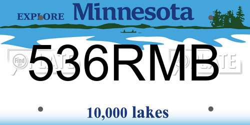 536RMB Minnesota License Plate