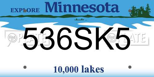 536SK5 Minnesota License Plate