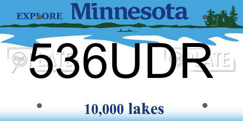 536UDR Minnesota License Plate