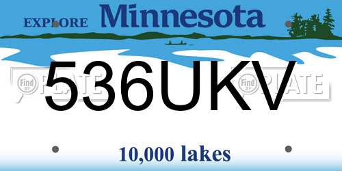 536UKV Minnesota License Plate