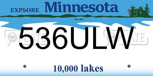 536ULW Minnesota License Plate