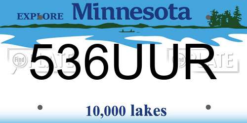 536UUR Minnesota License Plate