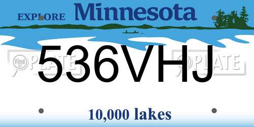 536VHJ Minnesota License Plate