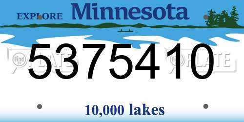 5375410 Minnesota License Plate