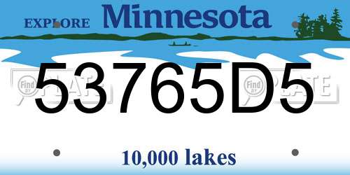 53765D5 Minnesota License Plate