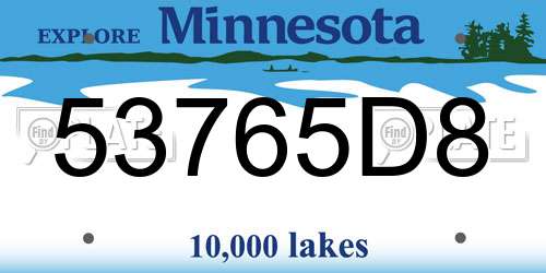 53765D8 Minnesota License Plate