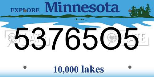 53765O5 Minnesota License Plate