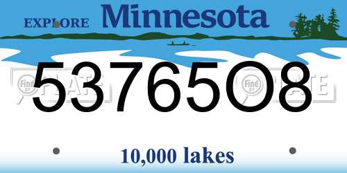 53765O8 Minnesota License Plate