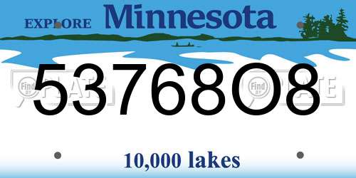 53768O8 Minnesota License Plate