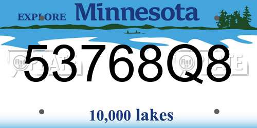 53768Q8 Minnesota License Plate