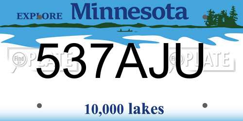 537AJU Minnesota License Plate