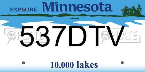 537DTV Minnesota License Plate