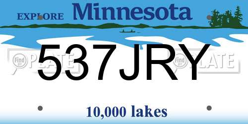 537JRY Minnesota License Plate