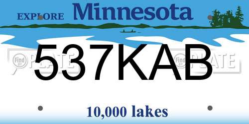 537KAB Minnesota License Plate