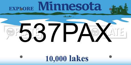 537PAX Minnesota License Plate